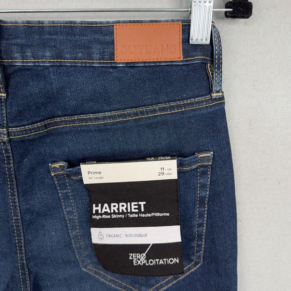 Outland Jeans Womens 29 Blue Denim Harriet High Rise Skinny 30 Inseam Organic - Picture 12 of 16